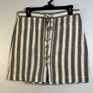 Madewell Mini Skirt Striped Lace Up Front Pockets Casual Women's Size 6‎
